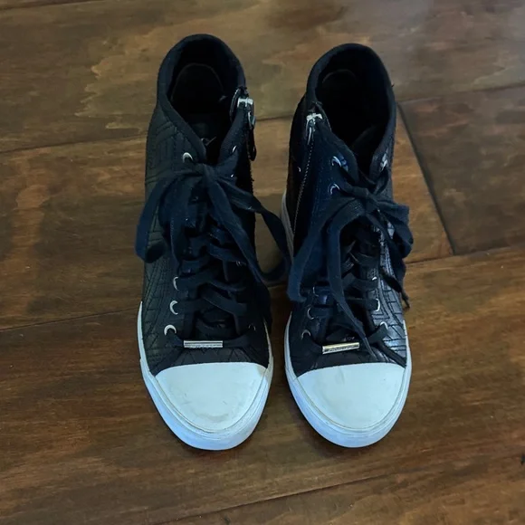 DKNY Black Wedge High-Top Women's 7 Sneaker - Picture 2 of 9